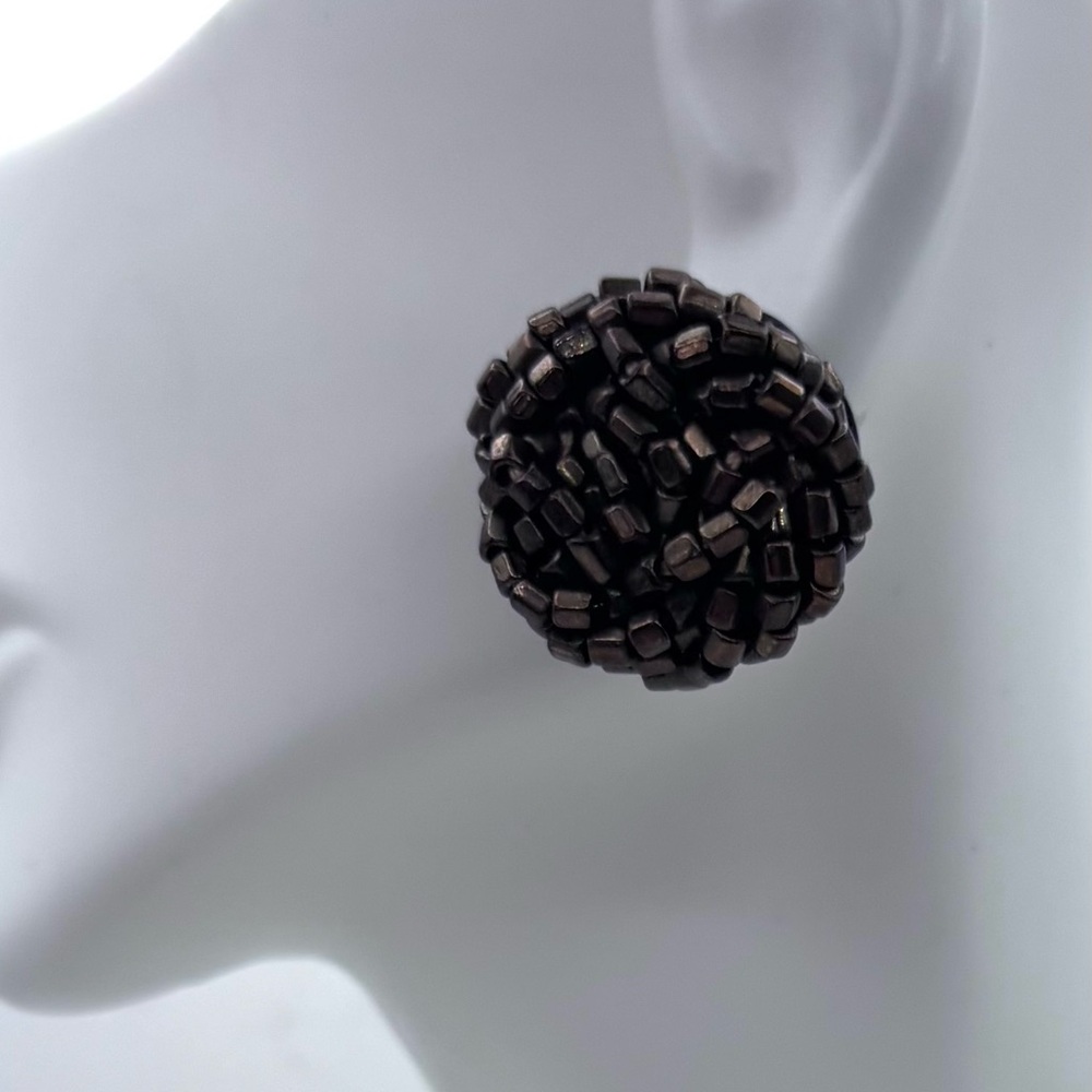 Vintage Signed West Germany Beaded Cluster Clip-On Earrings - Mid Century